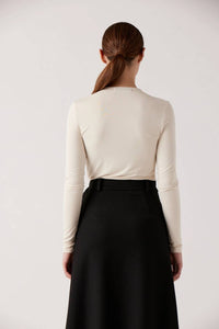 Sophie Rue Cassidy Twist Front Top in oyster - women's long sleeve top - detail view