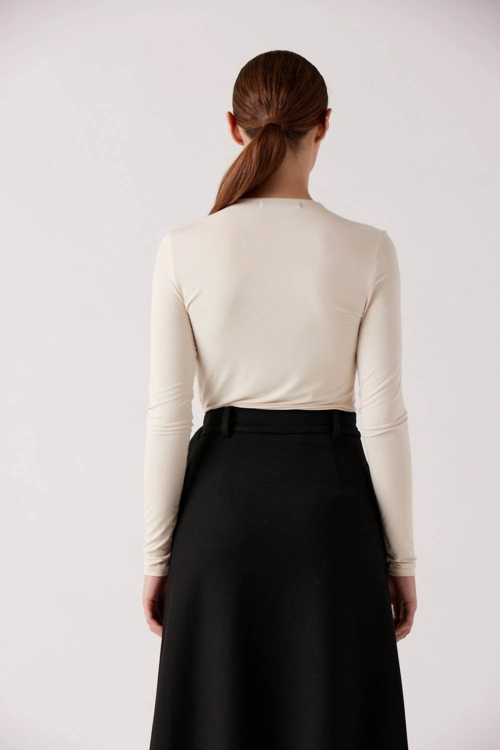Sophie Rue Cassidy Twist Front Top in oyster - women's long sleeve top - detail view