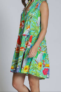 Apny - Pin-tuck Detailing Sleeveless Mini Dress