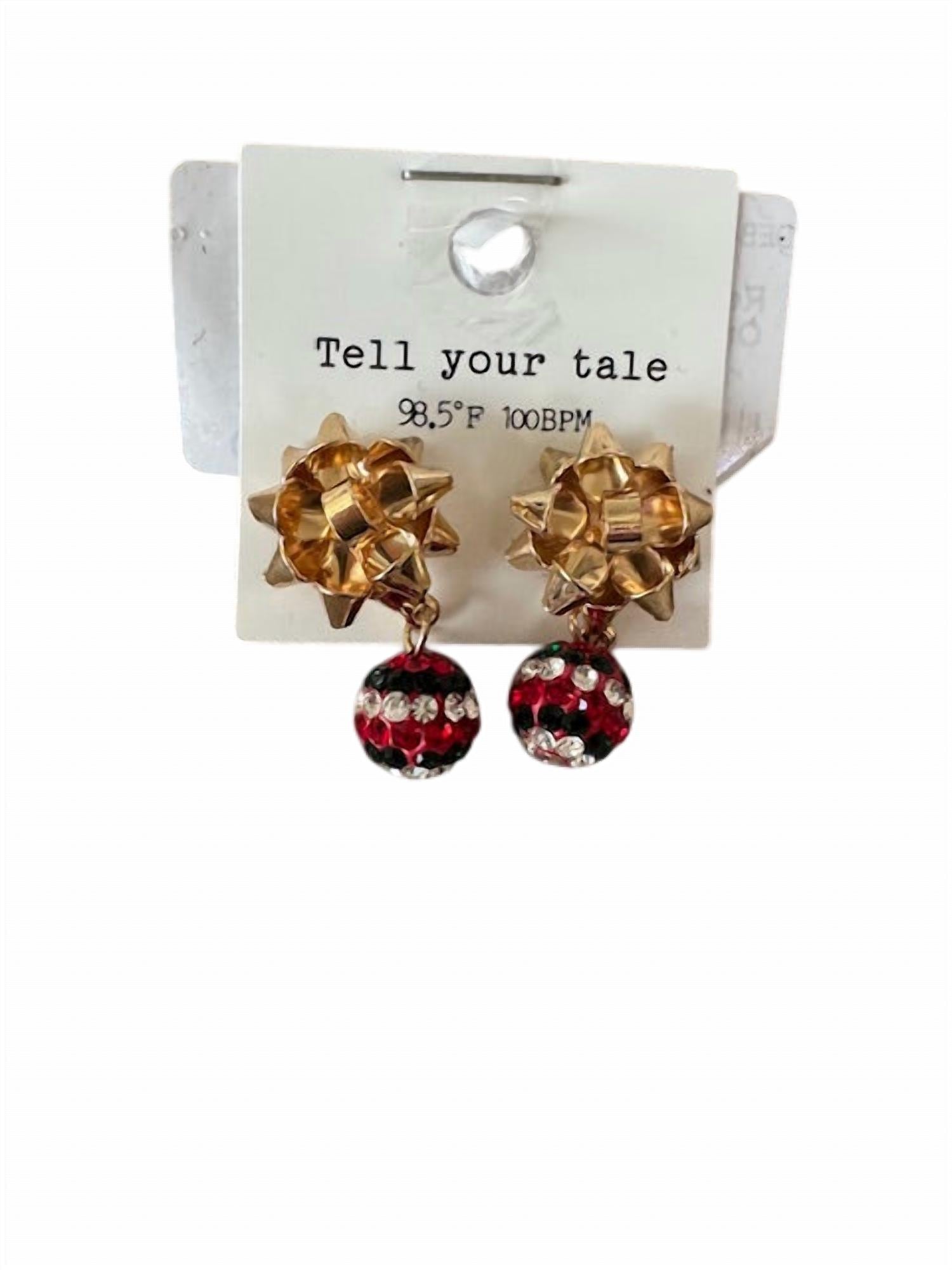 Tell Your Tale - Women's Holiday Bow Earrings