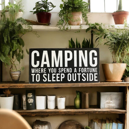 Primitives By Kathy - “Camping” Wooden Box Sign