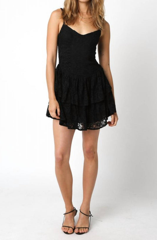 Olivaceous - Lace Double Layer Mini Dress