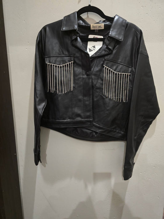 Peach Love - Women's Rhinestone Fringe Jacket