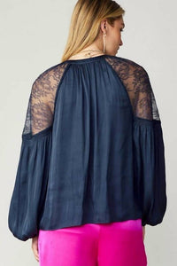 Current Air - Lace Shoulder Split Neck Blouse