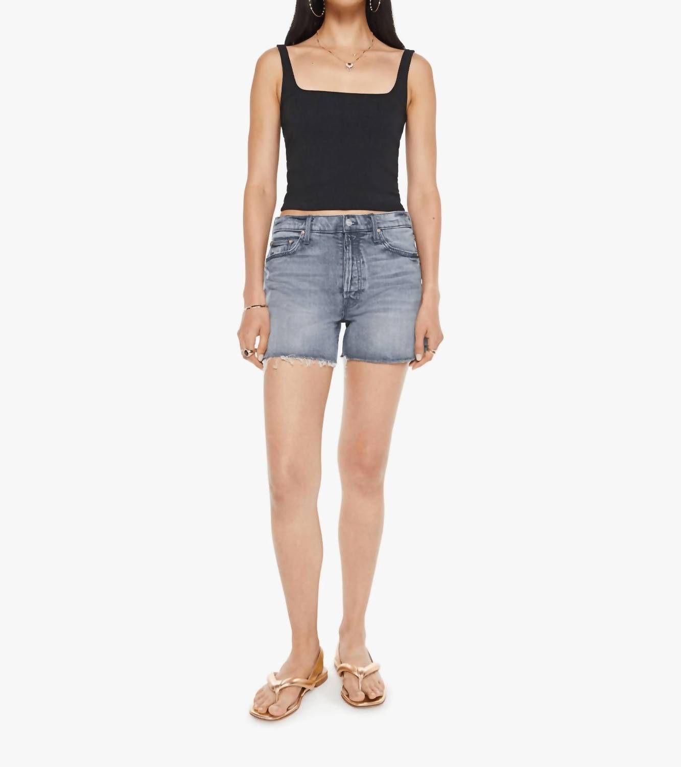 Mother Skipper Short N Long Fray Denim Shorts in let s ride - women's shorts