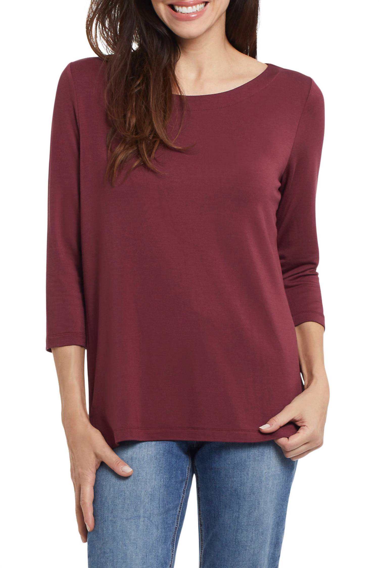 Tribal - Boat Neck 3/4 Sleeve Top
