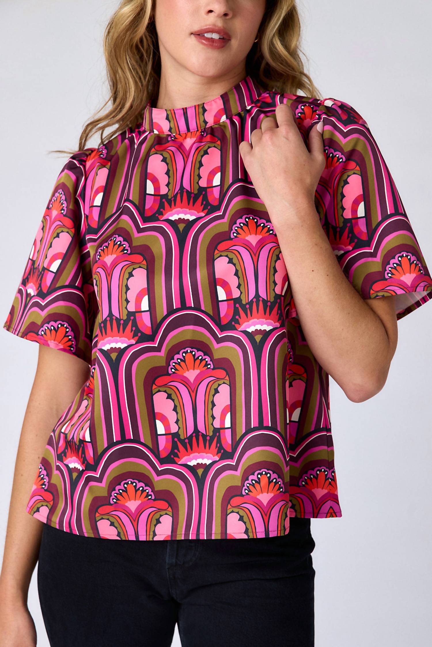 Crosby by Mollie Burch Loucia Mockneck Top in gatsby - women's blouse - alternate view