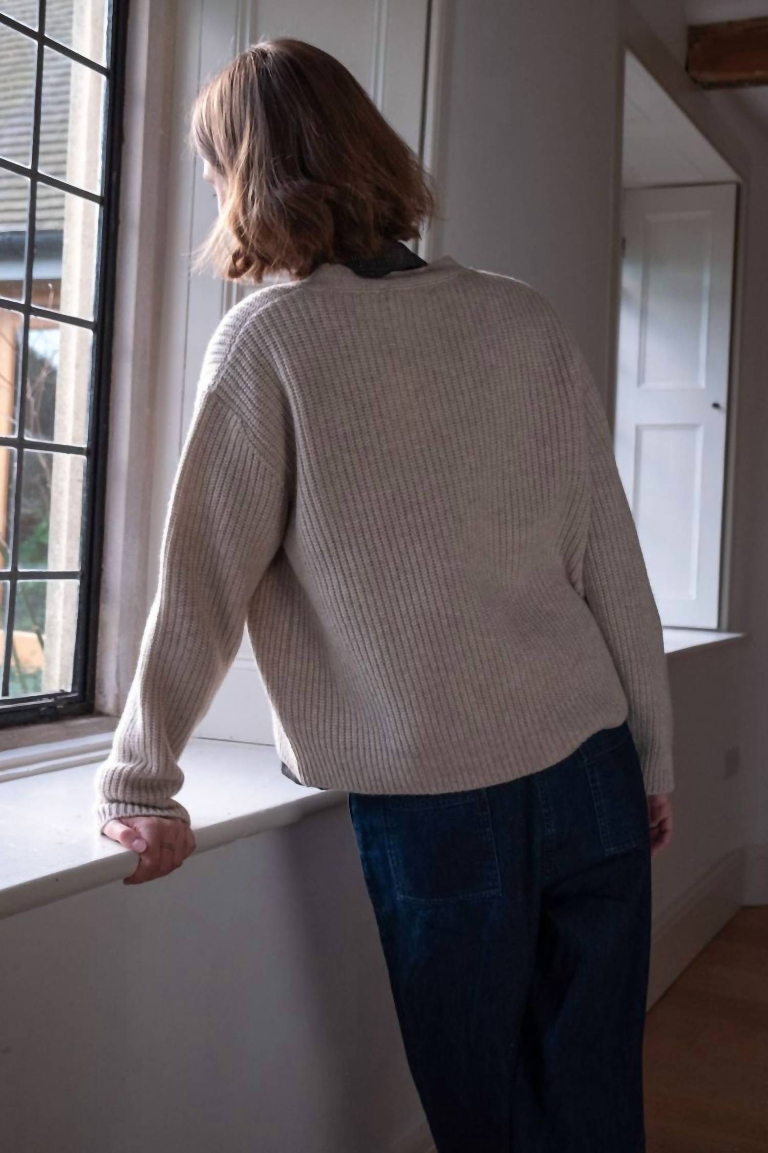 BIBICO Amita Ribbed Cardigan in natural white - women's cardigan - view 4
