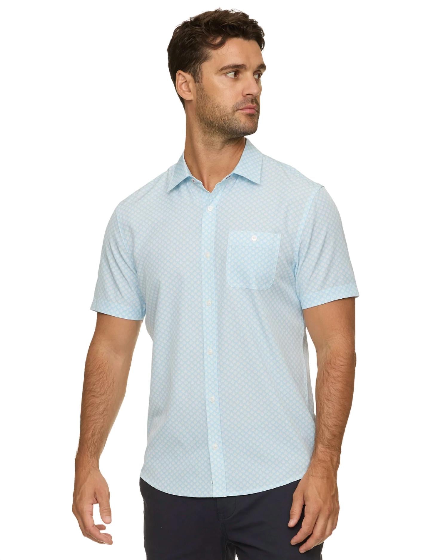 Flags & Anthem - Fridley Short Sleeve Agave Print Seersucker Performance Shirt