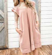 Be Cool - Flutter Sleeve Linen Dress
