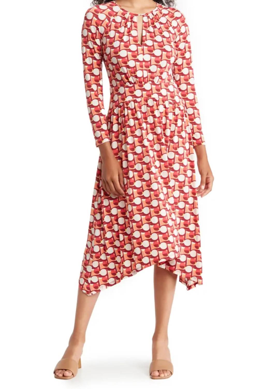 Maggy London - Long Sleeve Abstract Print Dress