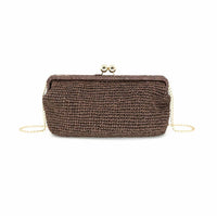 Bc Handbags - Women's Raffia Kiss Lock Clutch Bag