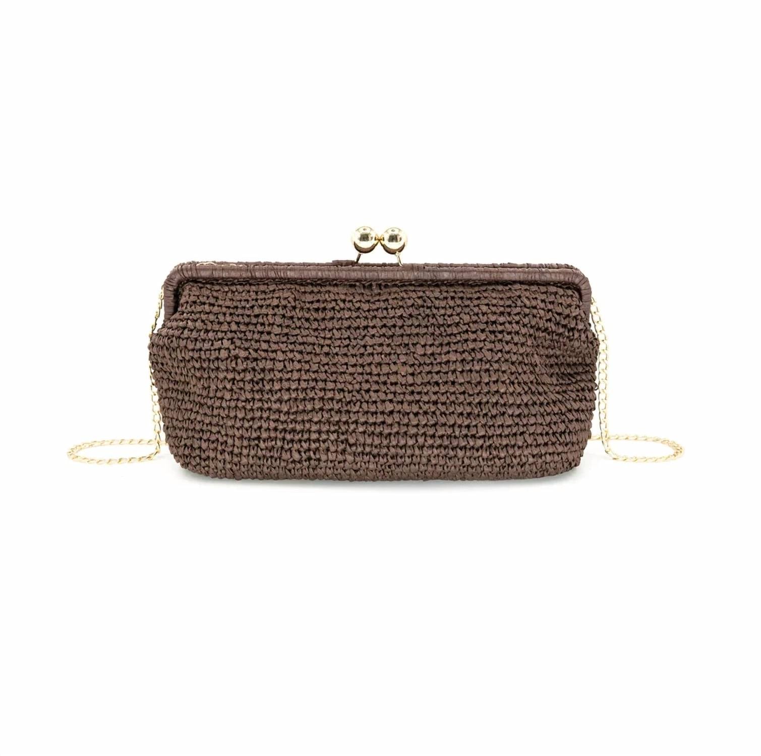 Bc Handbags - Women's Raffia Kiss Lock Clutch Bag