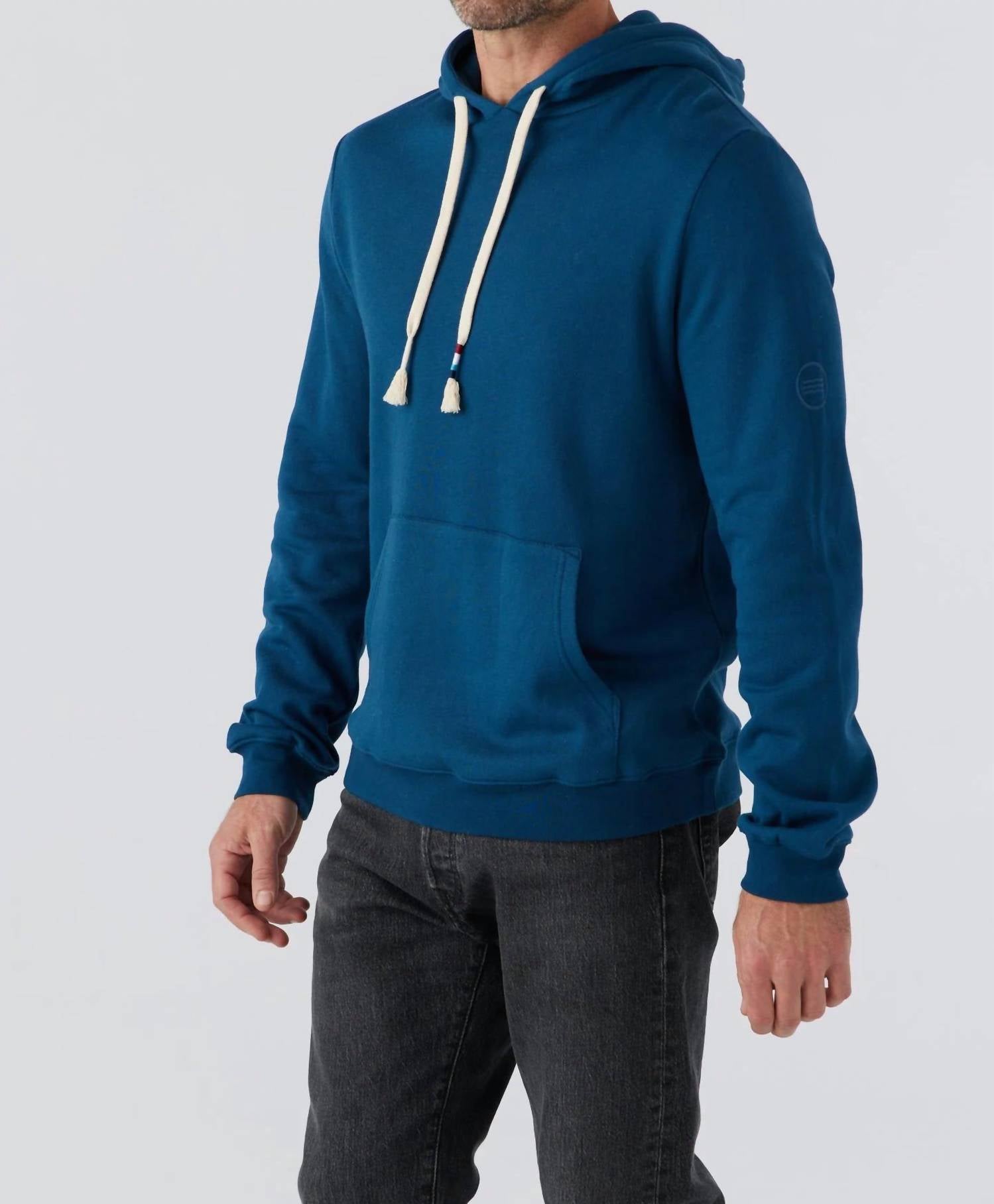 SOL ANGELES Essential Waves Pullover Hoodie in lagoon - men's shirt - detail view