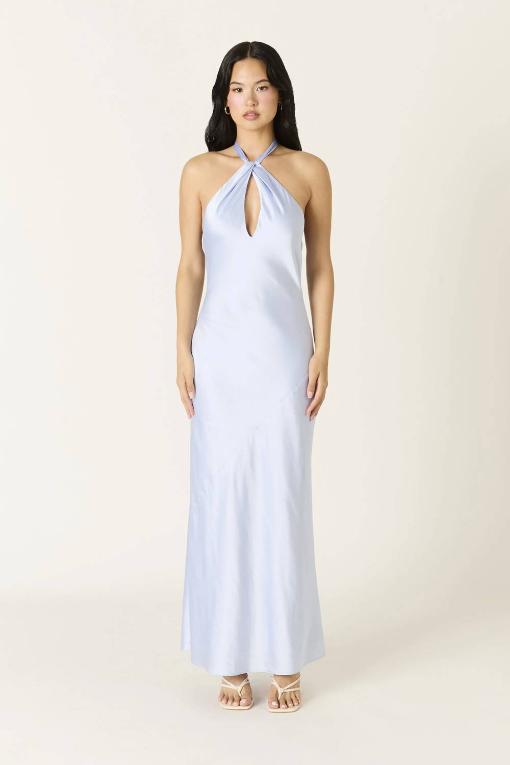 Cotton Candy La - Jordan Halter Satin Bias Cut Maxi Formal Dress