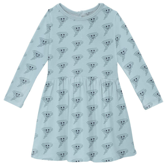 Kickee - Girl's Long Sleeve Twirl Dress With Pockets