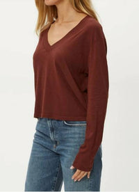 Michael Stars - Brea Supima Slub Cropped Long Sleeve V-Neck Tee