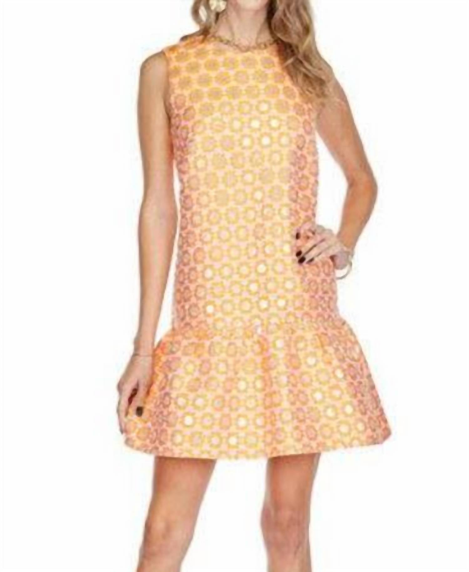 Joy Joy Daisy Flounce Hem Dress in orange daisy - women's dress