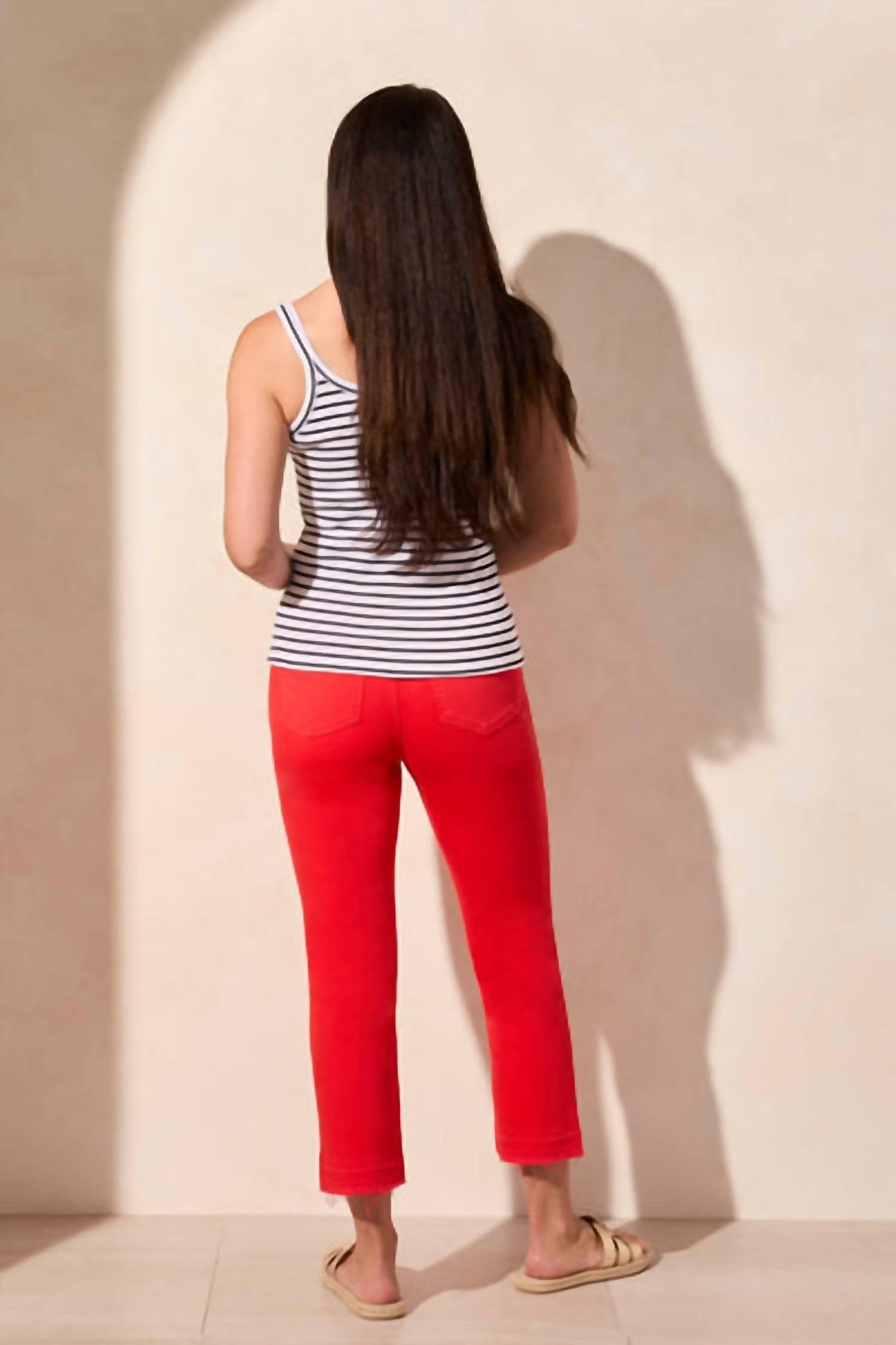 Tribal - Baby Rib Striped Scoop Neck Fitted Tank Top