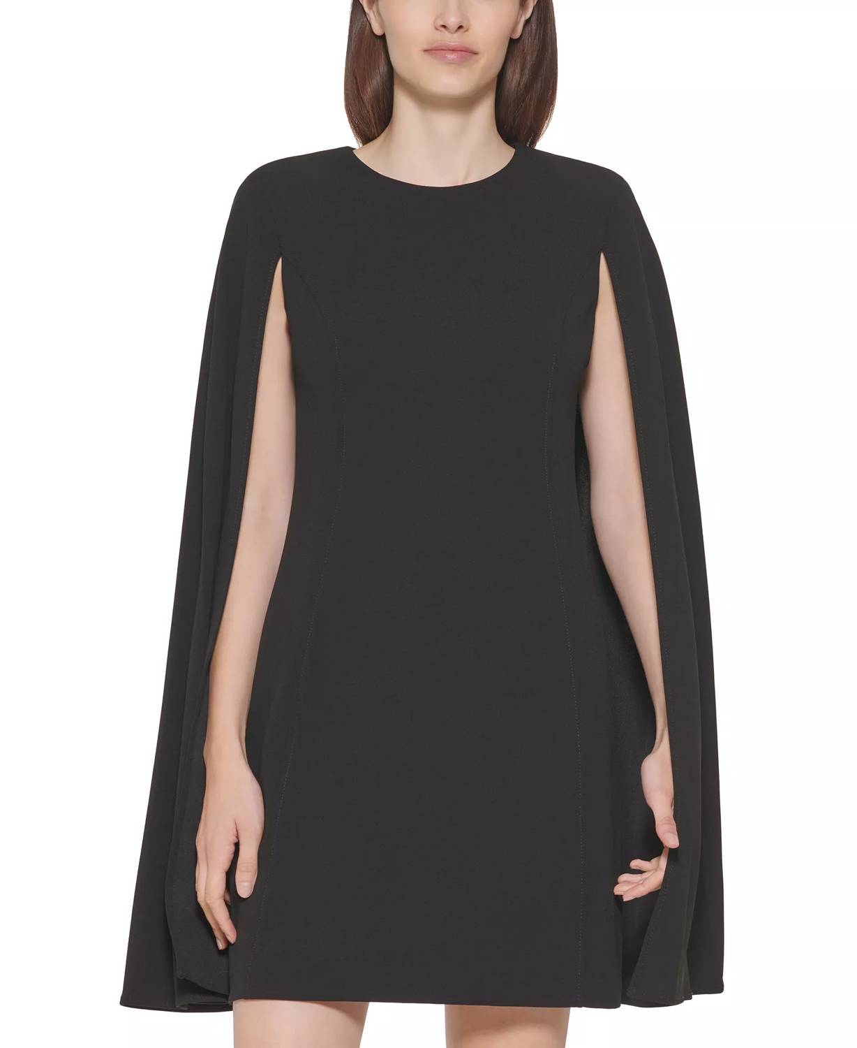 CALVIN KLEIN Sleeveless Cape-detail Scuba-crepe Sheath Dress in black - women's dress - view 4