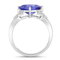 Diana M Jewels Women's Cushion Natural Tanzanite Fashion Ring (3.43 Ct) - Signature Plus in 14k white gold - women's jewelry - detail view