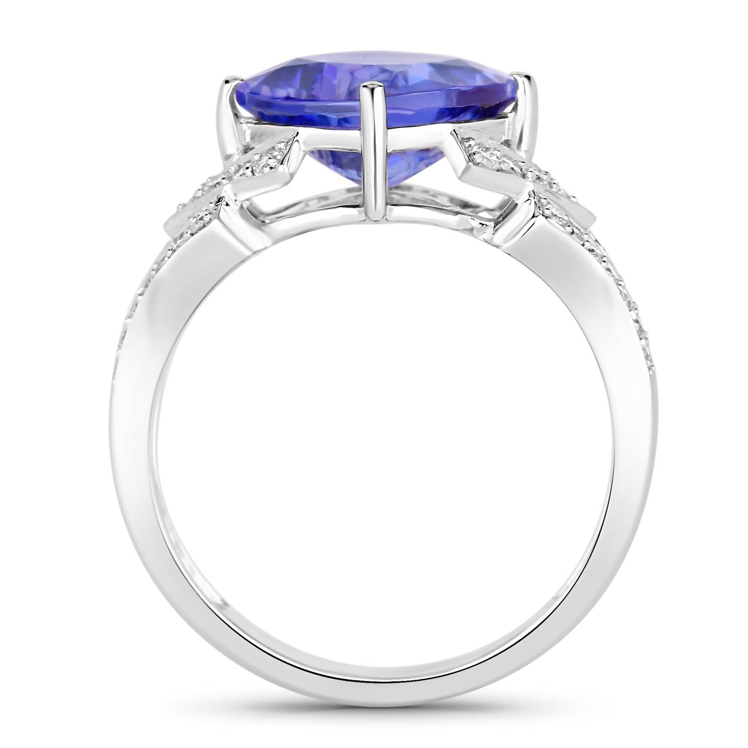 Diana M Jewels Women's Cushion Natural Tanzanite Fashion Ring (3.43 Ct) - Signature Plus in 14k white gold - women's jewelry - detail view