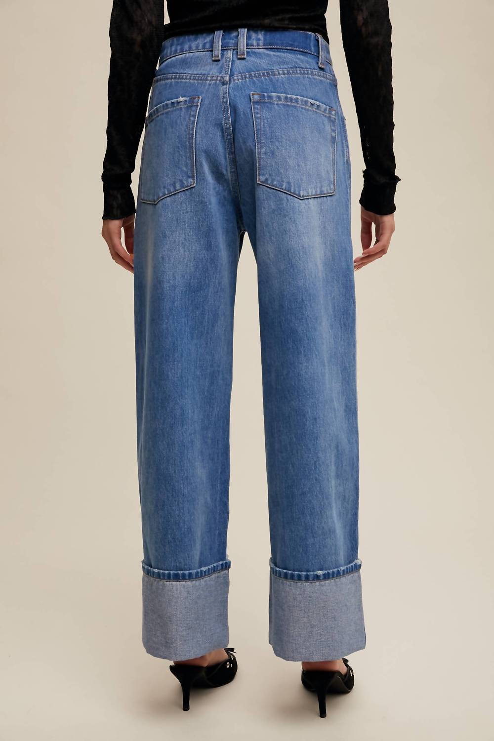 Listicle - Cuffed Wide Leg Jeans