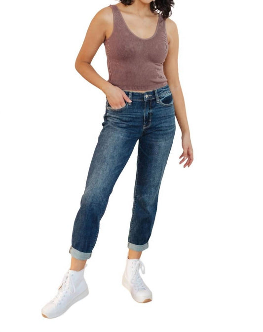 Judy Blue - Midrise Cuffed Boyfriend Jeans