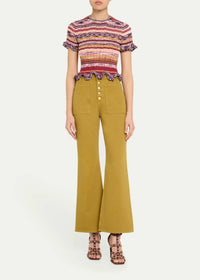 Ulla Johnson - Miya Short-sleeve Knit Ruffle Top
