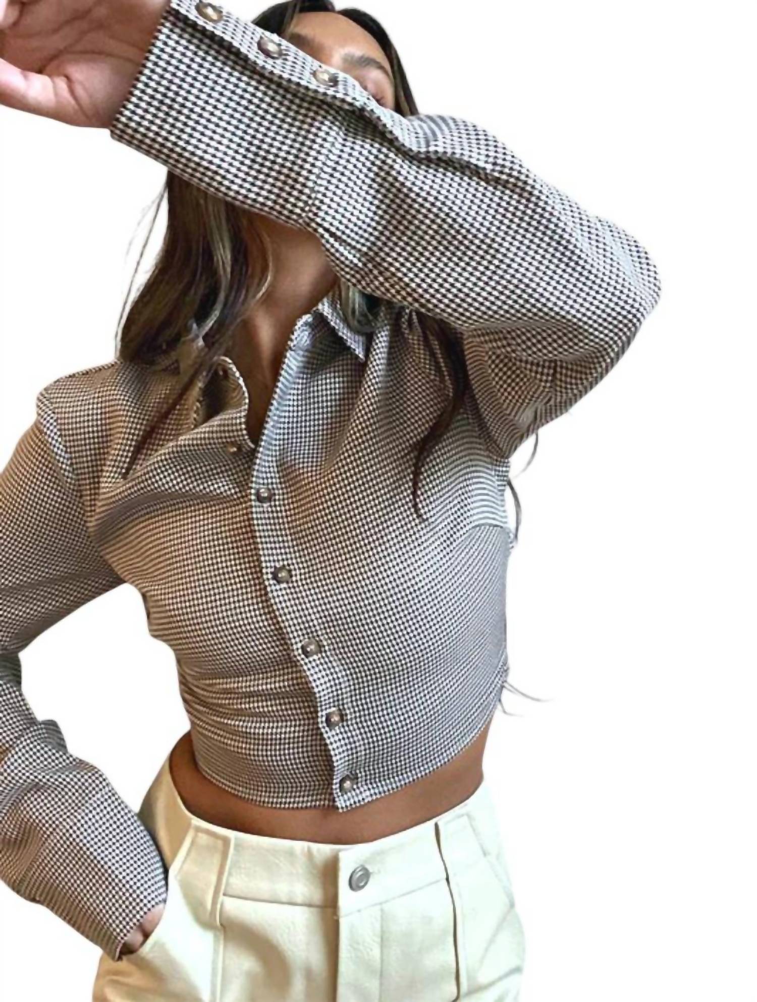 Et Clet - Mazie Gingham Open Back Blouse