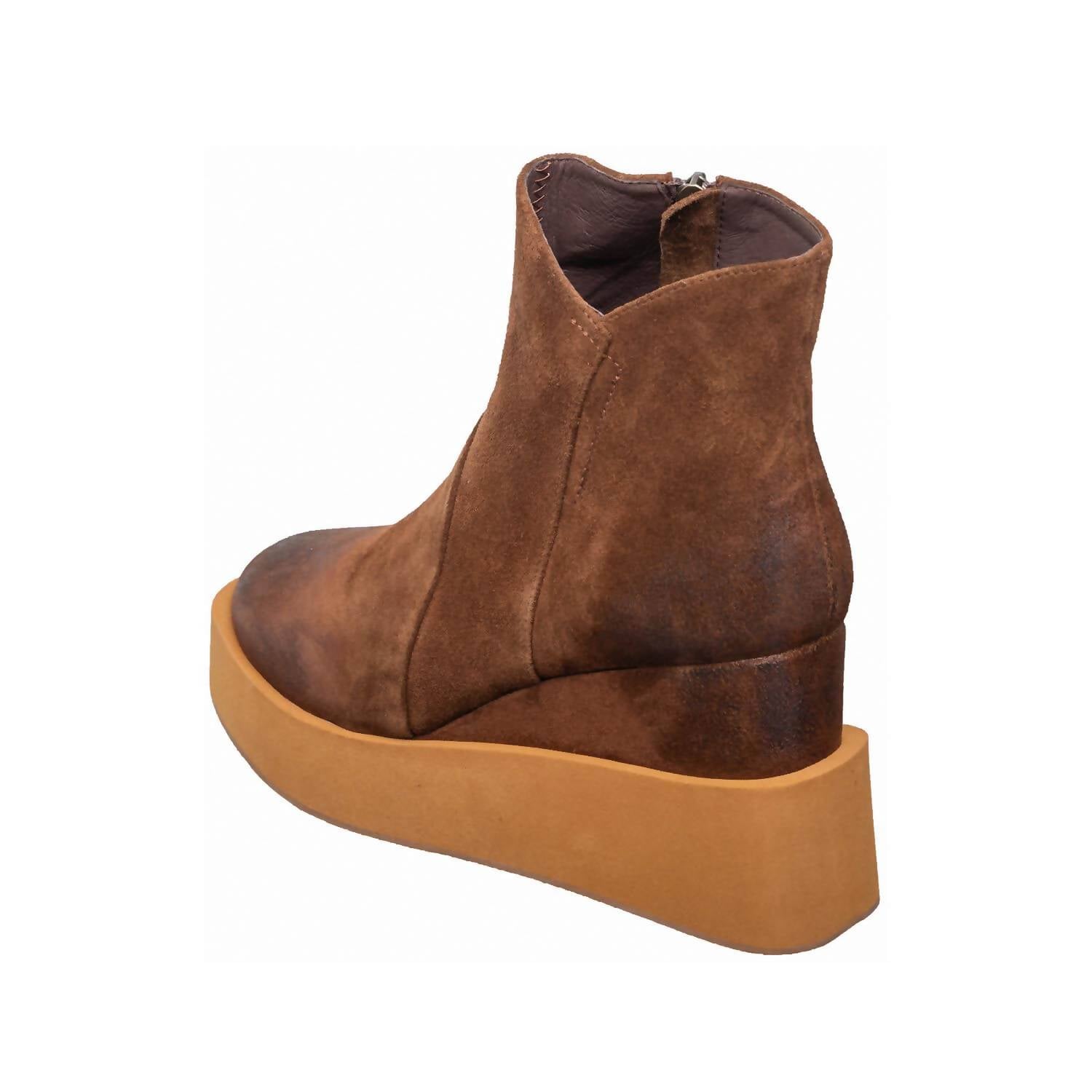 Antelope Women's Side Zip Suede Platform Ankle Boots in chocolate - women's shoe - view 4