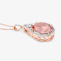 Diana M Jewels Women's Oval Natural Morganite Pendant Necklace (9.31 Ct) - Bold in 14k rose gold - women's jewelry - detail view