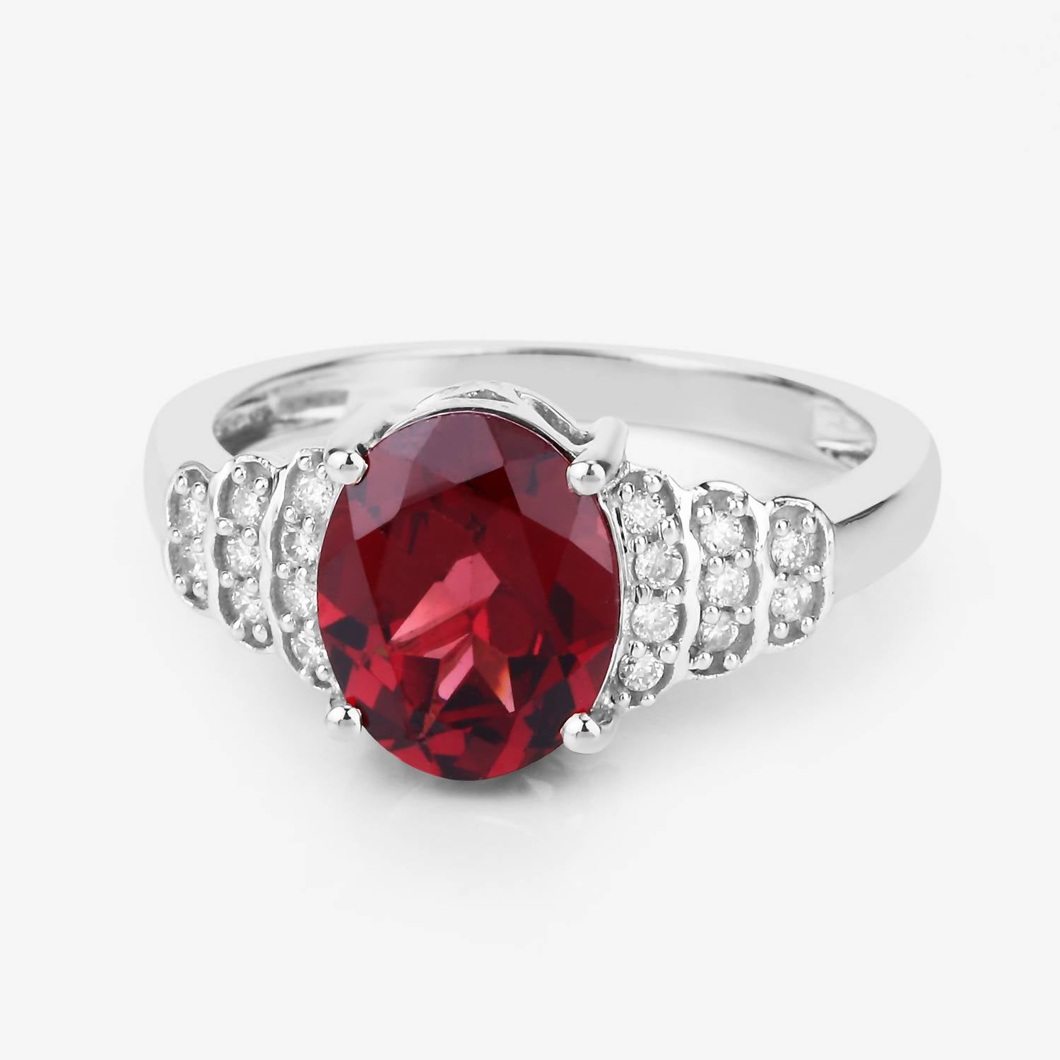 Diana M Jewels - Women's Oval Natural Rhodolite Fashion Ring (2.87 Ct) - Signature