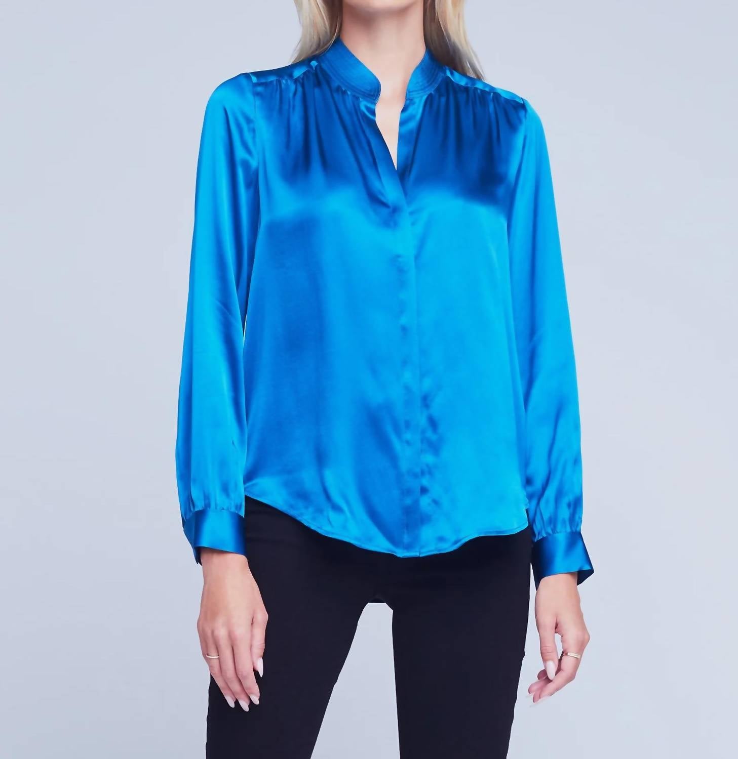 L'Agence - Bianca Band Collar Blouse