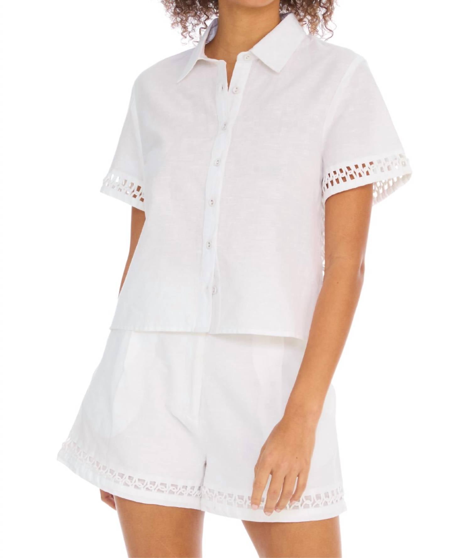 ALLISON NEW YORK ELISE SHORTS in white - women's shorts - view 6