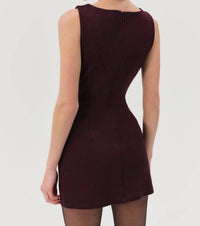 for Love & Lemons Pauline Mini Dress in burgundy - women's dress - alternate view