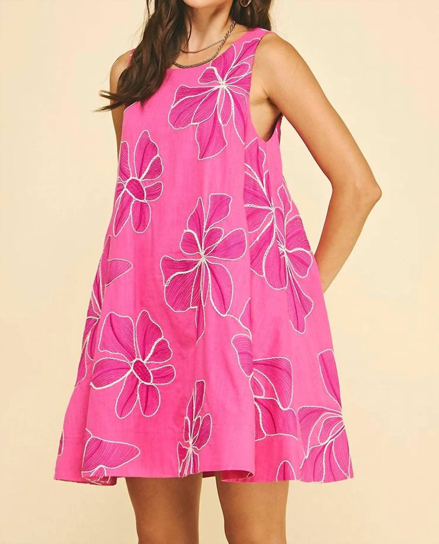 Pinch - Floral Embroidered Tank Mini Dress