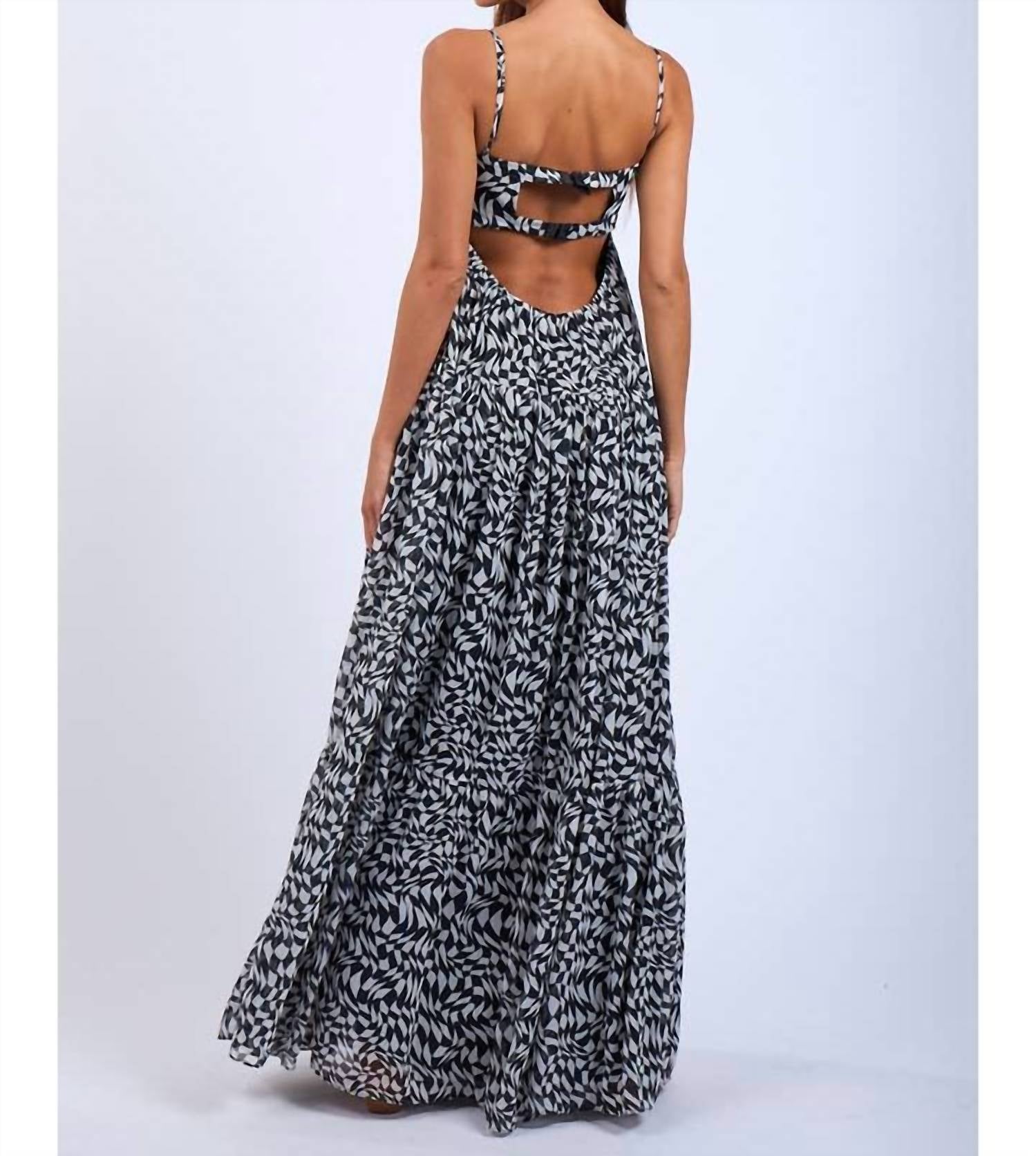 Sky To Moon - Abstract Checker Open Back Maxi Dress