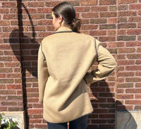 Elliott Lauren Whipstitch Wool Blend Coat in camel and black - women's jacket - detail view