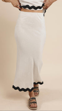 Sadie & Sage Sugarloaf Wavy Trim Tube Top And Midi Skirt Set in oatmeal 1 - women's blouse - view 5