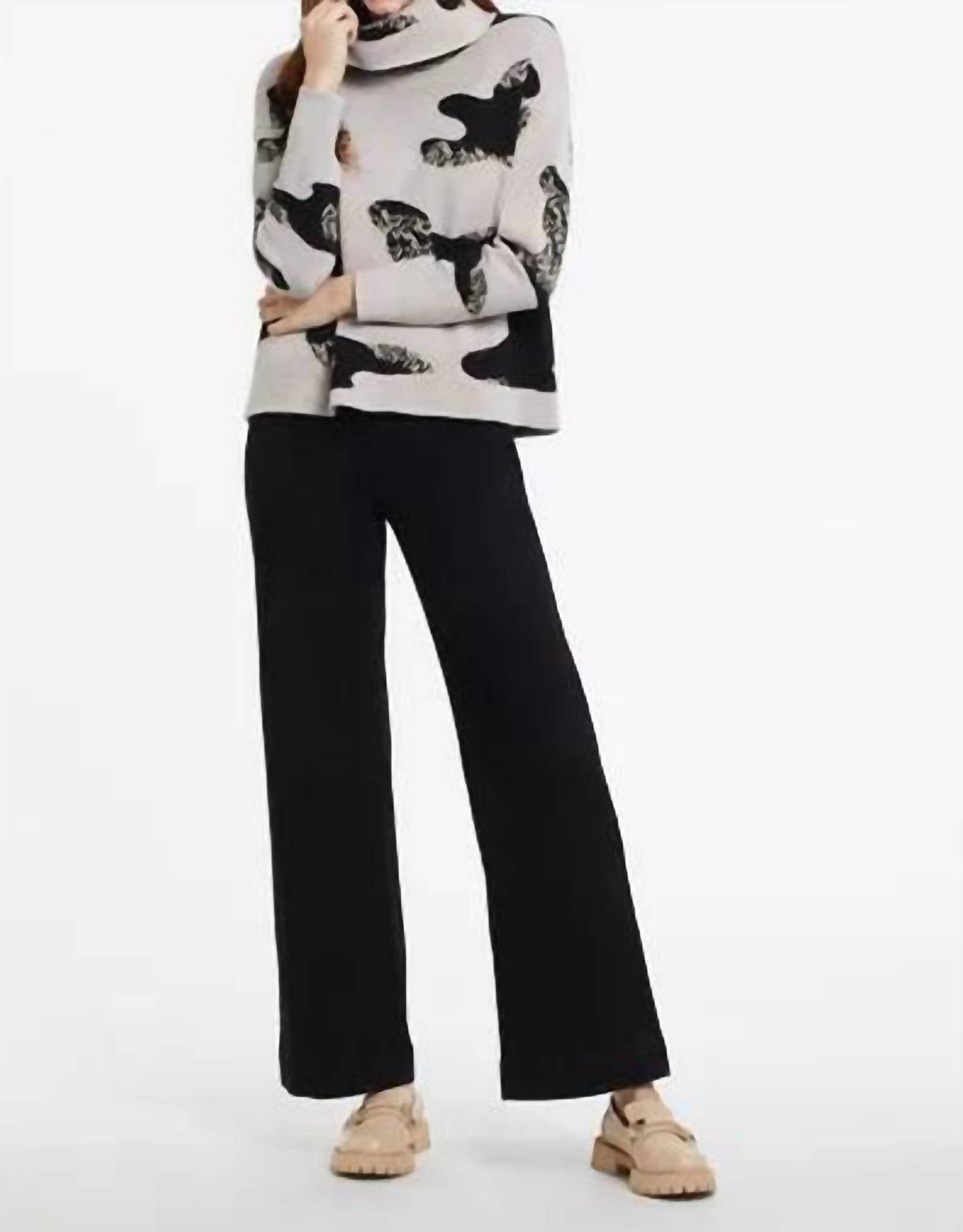 Tribal - Intarsia Knit Cowl Neck Abstract Print Sweater