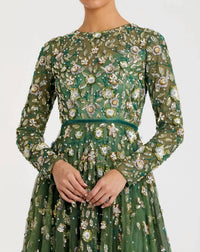 Mac Duggal - Embellished High Neck Long Sleeve A Line Gown