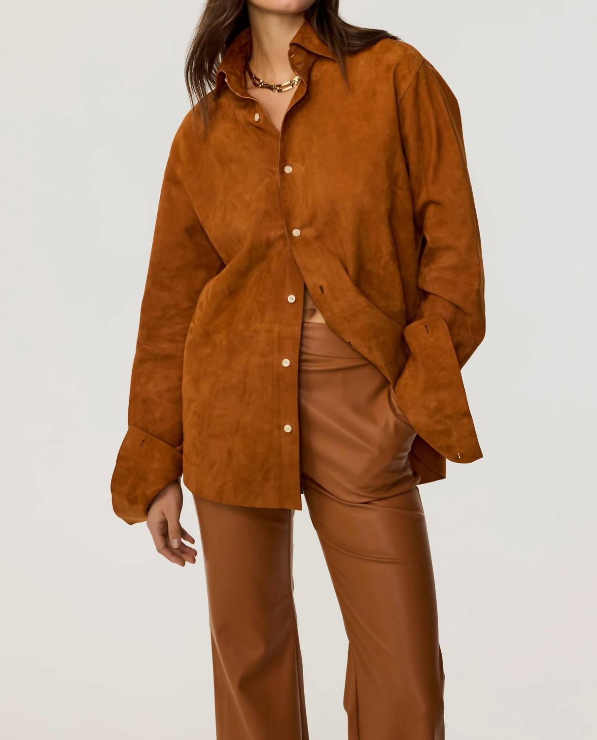 Toccin - Kali Faux Suede Boyfriend Shirt