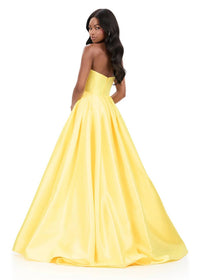 ASHLEYlauren Regal Strapless Mikado Ballgown in yellow - women's dress - alternate view