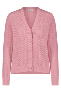 Minnie Rose - Heart Pointelle Scalloped Cardigan