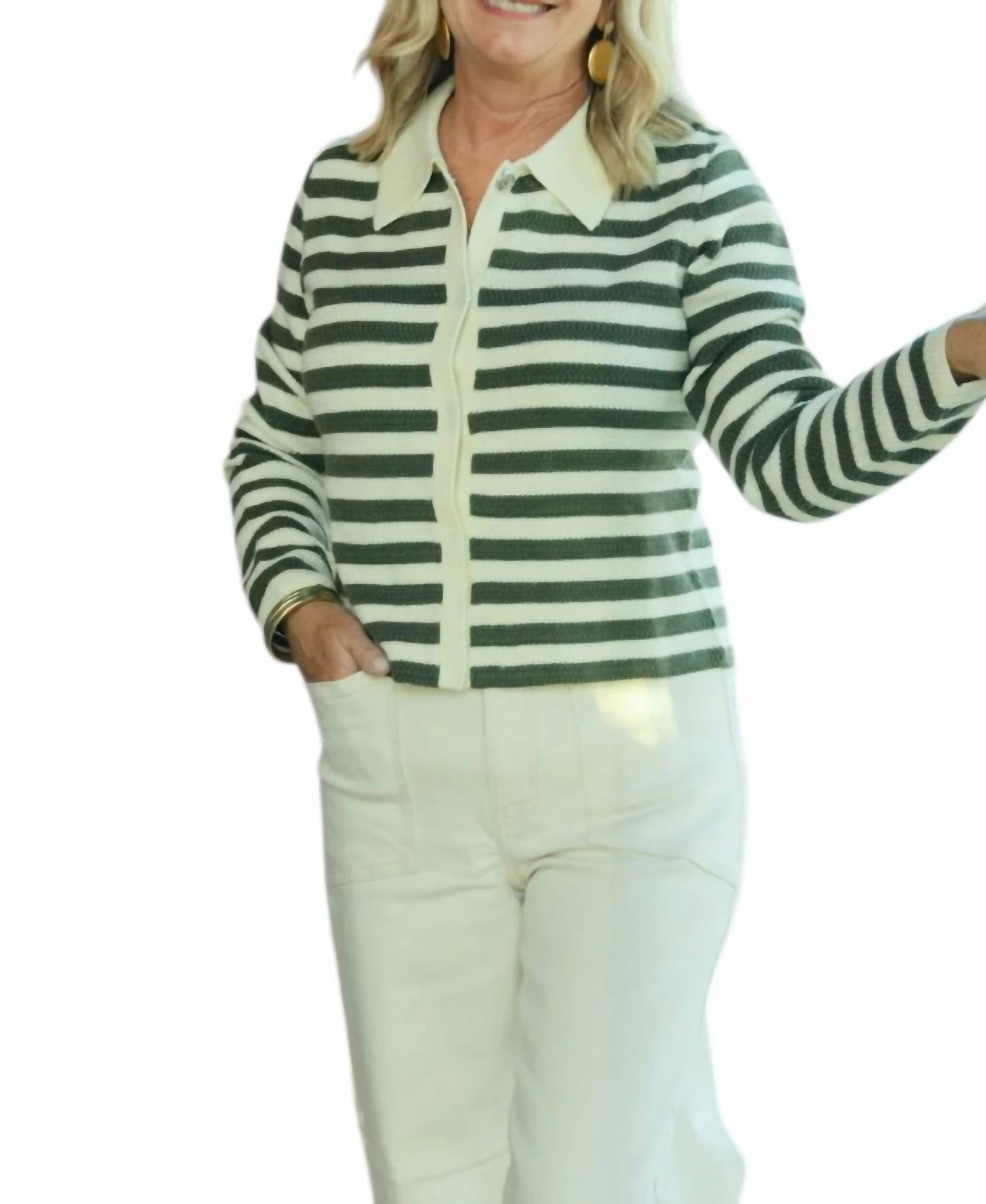 Thml - Striped Button Cardigan
