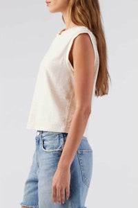 AMO Women's Sleeveless Babe Top in striped sandstone - women's shirt - alternate view