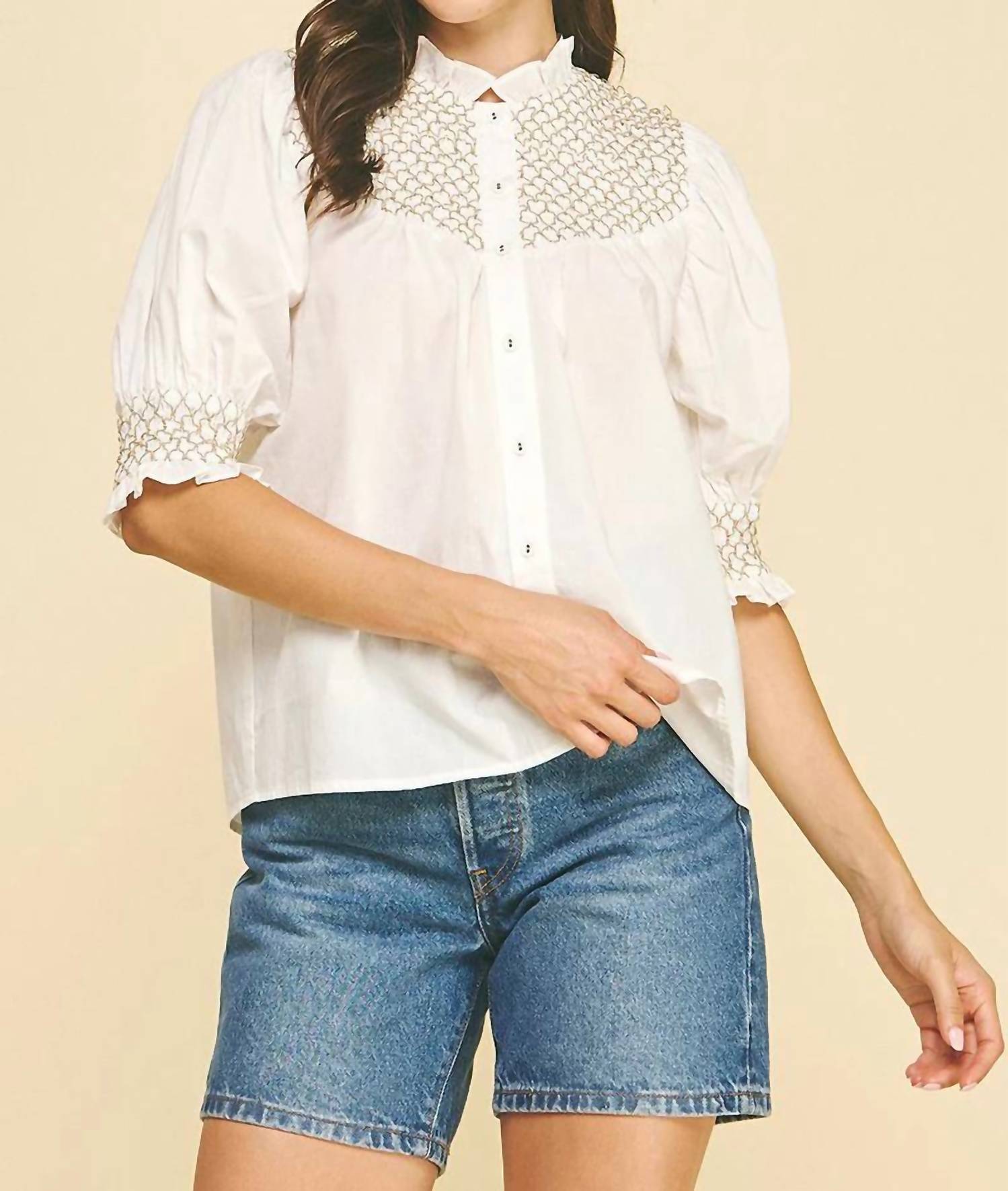 Pinch - Mauri Embroidered Button-Up Blouse