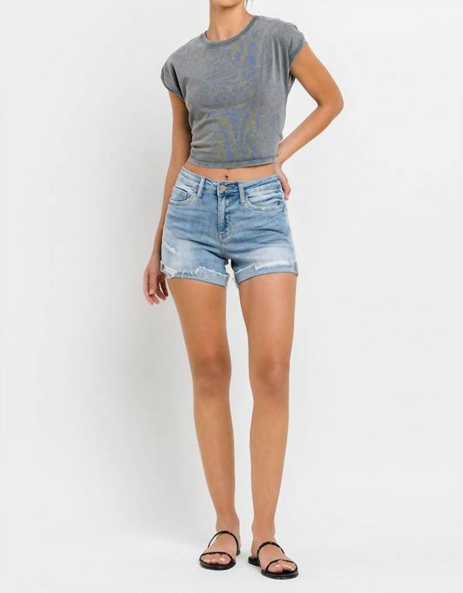 Vervet By Flying Monkey - Louie High Rise Cuffed Stretch Shorts