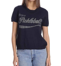 Minnie Rose - Enjoy Pickleball Bling Frayed Edge Tee